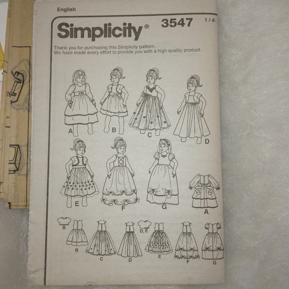 Simplicity 3547 Gowns & Dresses for American Girl Doll and 18" dolls - Picture 4 of 5